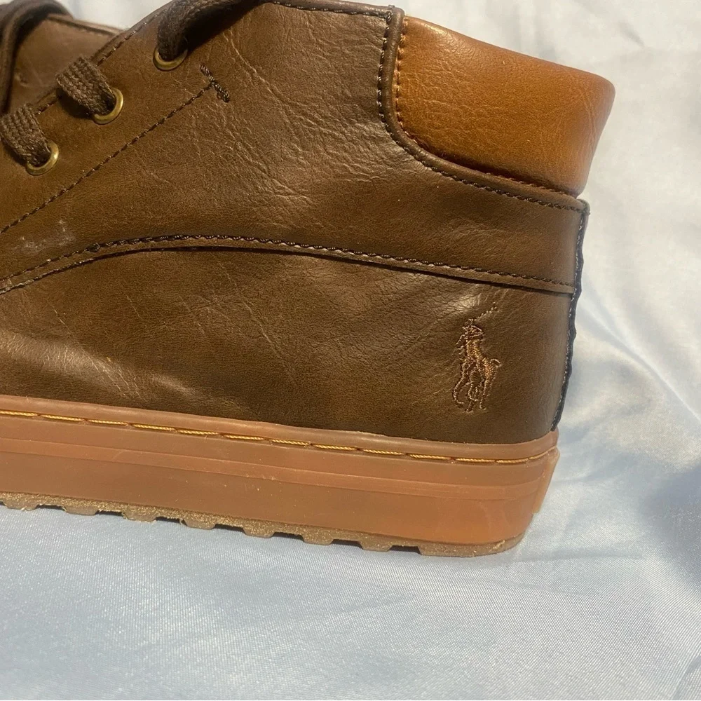 Polo by Ralph Lauren Brown Tenis Unisex Chukka Boots Leather Lace-Up